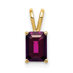 14k 7x Emerald-cut Rhodolite Garnet Pendant