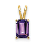 14k 8x Emerald-cut Amethyst Pendant