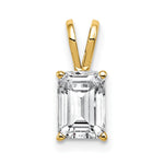 14k 8x Emerald-cut Cubic Zirconia Pendant