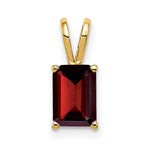 14k 8x Emerald-cut Garnet Pendant