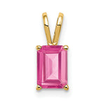 14k 8x Emerald Cut Pink Tourmaline pendant