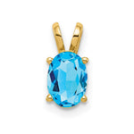 14k 7x Oval Blue Topaz Pendant