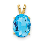 14k 9x Oval Blue Topaz Pendant