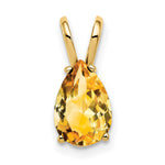 14k 9x Pear Citrine Pendant