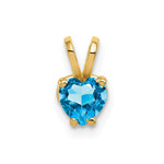 14k Heart Blue Topaz Pendant