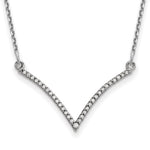 14k White Gold Polished 1/8 carat Diamond V-Necklace