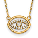 14k Polished 1/10 carat Diamond Halo Evil Eye Necklace
