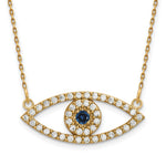 14k Polished 1/2 carat Diamond and Sapphire Medium Evil Eye Necklace