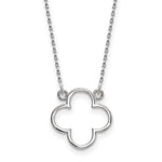 14k White Gold Polished Open Quatrefoil Design Necklace