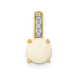 14k Round Opal and Diamond Slide Fits up to Fancy Omega Only