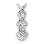 14k White Gold Complete 1/2 carat Three-stone AA Diamond Criss-Cross Chain Slide