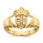 14k AA Diamond claddagh ring