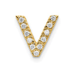 14k Diamond Initial V Charm