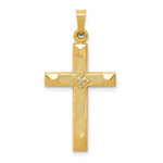 14k Textured and Polished Diamond Cross Pendant