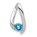 14k White Gold Round Blue Topaz Chain Slide