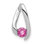 14k White Gold Round Pink Sapphire Chain Slide