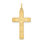 14K Laser Designed Ichthus Cross Pendant