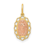 14k Two-tone Small Our Lady of Guadalupe Scalloped Edge Oval Pendant