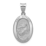 14k White Gold Polished/Satin St. Anthony Medal Hollow Pendant