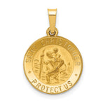 14k Polished and Satin Hollow St. Christopher Medal Pendant