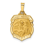 14k Polished and Satin St. Michael Badge Medal Hollow Pendant
