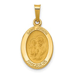 14k Polished and Satin St Joseph Medal Hollow Oval Pendant
