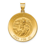 14k Polished and Satin Hollow Large St. Michael Medal Round Pendant