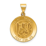 14k Polished and Satin Hollow St Thomas Medal Round Pendant