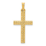 14k Polished Lattice Textured Cross Pendant