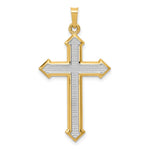 14k and White Rhodium Polished and Textured Passion Cross Pendant