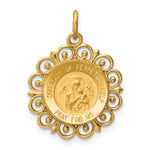 14k Polished and Satin Solid Our Lady of Perpetual Help Medal Scalloped Edge Round Pendant