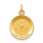 14k Polished and Satin Solid CONFIRMATION Medal Round Pendant