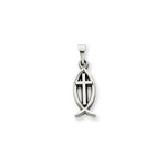 14k White Gold Cross Ichthus Fish Charm