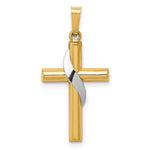 14K Two-Tone Hollow Cross with Drape Charm