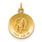 14k Polished and Satin Solid Our Lady of Lourdes Medal Round Charm