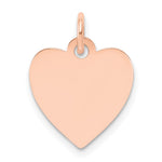 14k Rose Gold Plain .011 Gauge Engraveable Heart 15x Disc Charm