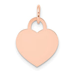 14k Rose Gold Plain .013 Gauge Medium Engraveable Heart 19x Disc Charm
