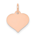 14k Rose Gold Plain .018 Gauge Engravable Heart 14x Disc Charm