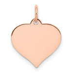 14k Rose Gold Plain .018 Gauge Engravable Heart 15x Disc Charm