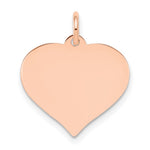 14k Rose Gold Plain .013 Gauge Engravable Heart 16x Disc Charm