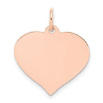 14k Rose Gold Plain .027 Gauge Engravable Heart 19x Disc Charm