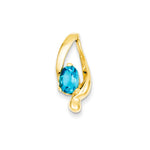 14k 8x Oval Blue Topaz slide