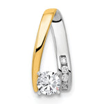 14k Two-tone Peg-Set AAA Diamond Semi-Mount Slide Fits up to Regular/ Fancy or Reversible Omega