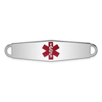 Sterling Silver Rhodium-plated Centered Red Enamel 57x Medical ID Plate