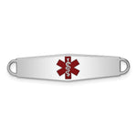 Sterling Silver Rhodium plated Centered Red Enamel 33x Medical ID Plate