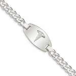 Sterling Silver Polished Curb Link 29x Oval Plate Medical ID Bracelet