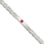Sterling Silver Polished Medical Anchor Link ID Bracelet
