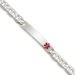 Sterling Silver Polished Medical Anchor Link ID Bracelet