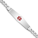 Sterling Silver Rhodium-plated Medical ID Curb Link Bracelet