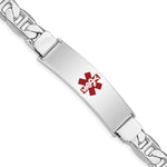 Sterling Silver Rhodium-plated Anchor Link Centered Red Enamel 45x Plate Medical ID Bracelet